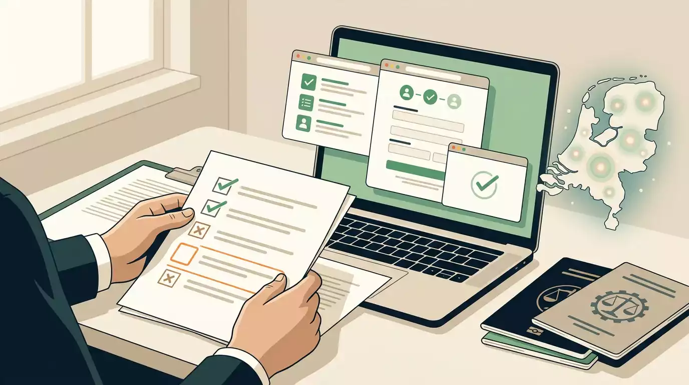 Illustratie van een Nederlandse online casino checklist zonder merklogo's